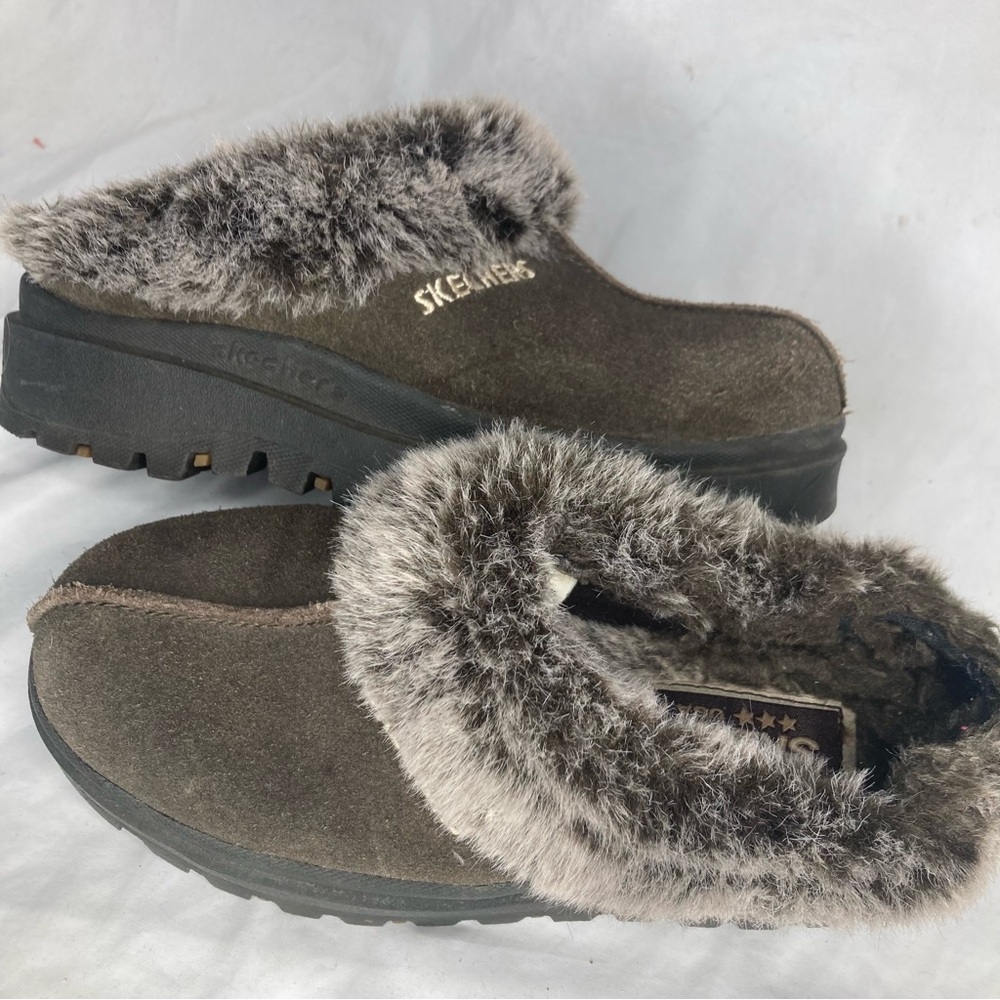 Skechers Women's Faux Fur Clog Slip-Ons in Brown
